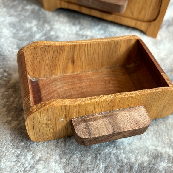 Handmade all Wood curved 4 drawer Trinket Box apothecary spice cabinet custom - Picture 3 of 11